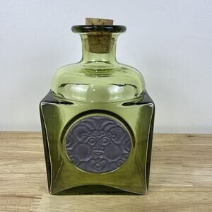 VTG 60’s SKRUF GLASBRUK Sweden art glass DECANTER bottle designer Hellsten 6.5”